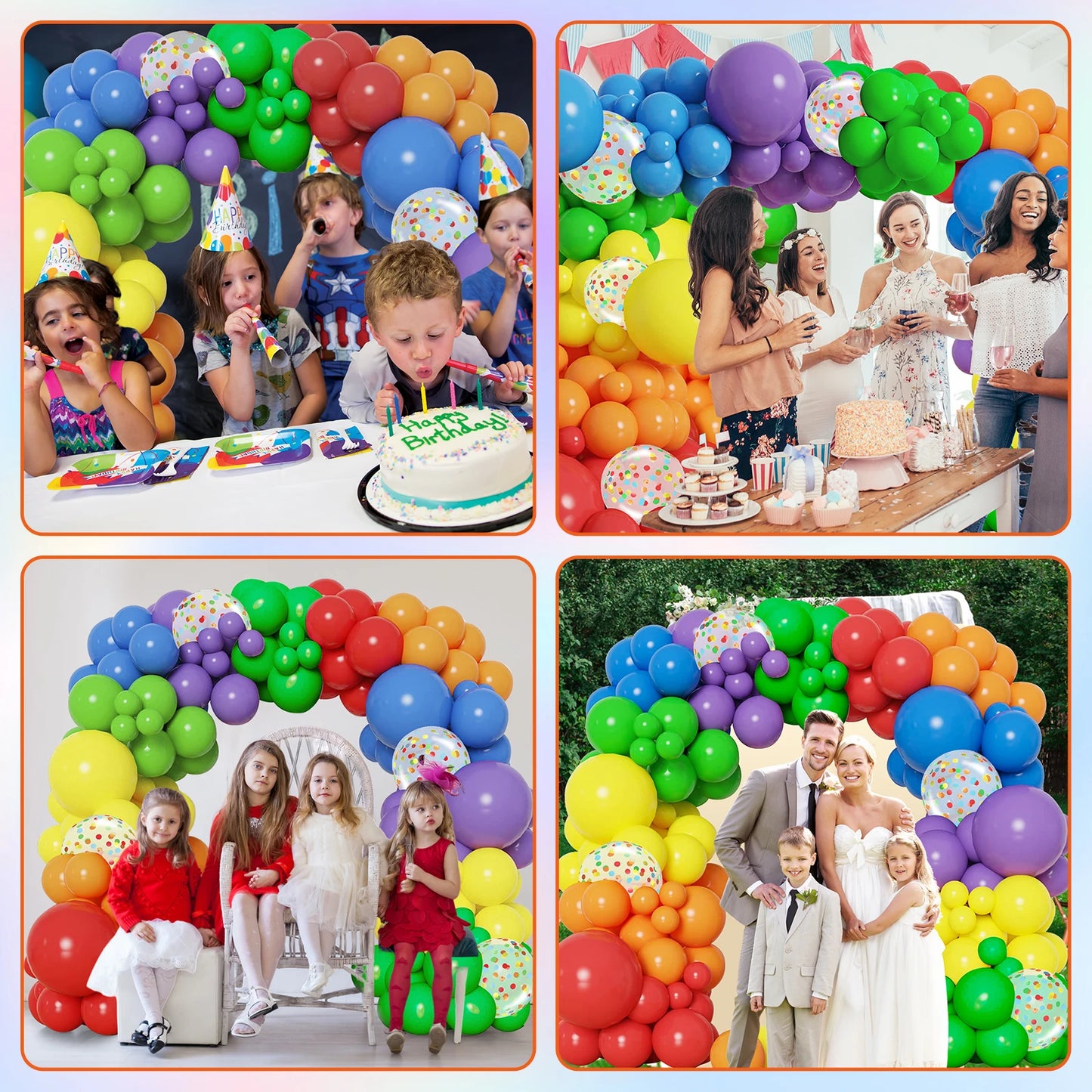 96PCS Rainbow Balloon Arch Garland Kit Balloon Arch Kit Globos para Decoracion de Fiestas, Birthday Graduation Party Decorations