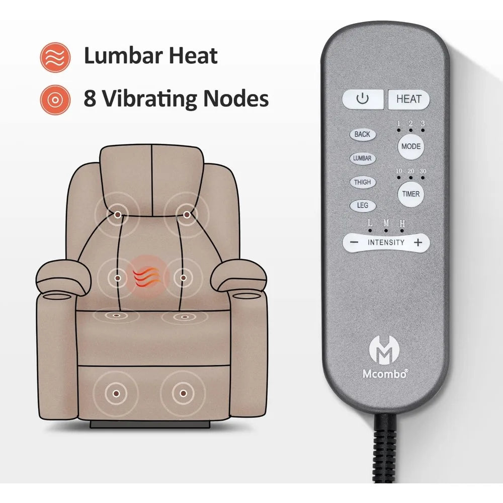 Small Power Lift Recliner Chair Sofa with Massage and Heat for Petite Elderly, 3 Positions and USB Ports, Extended Footrest,