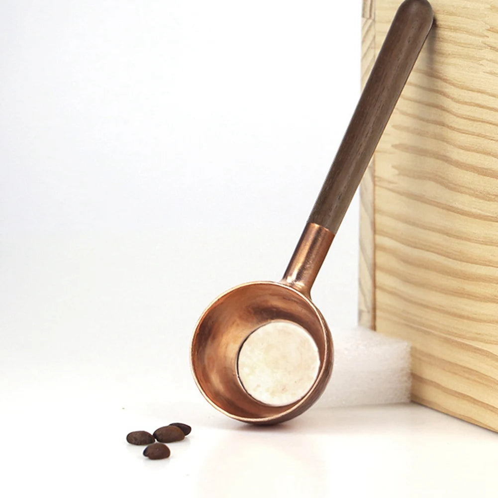 Coffee Bean Measuring Spoon Solid Wood Copper Measuring Spoon Coffee Powder Quantitative Spoon Measuring Spoon 10G