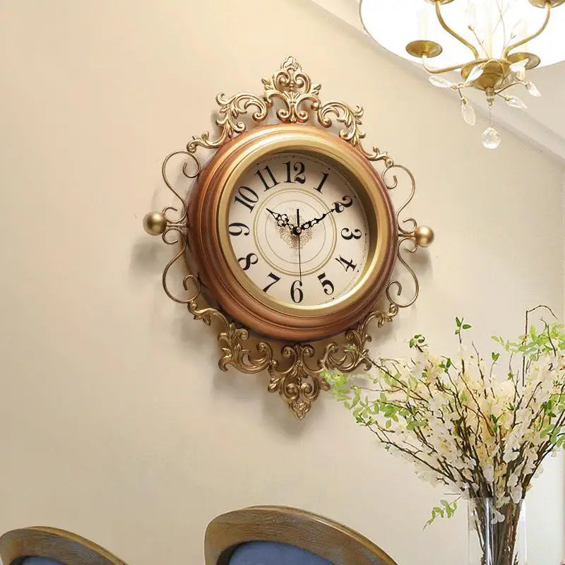 2024 New American Wall Clock Fashion French Vintage Clock Wall Hanging European Living Room Watch Home Vintage Clock