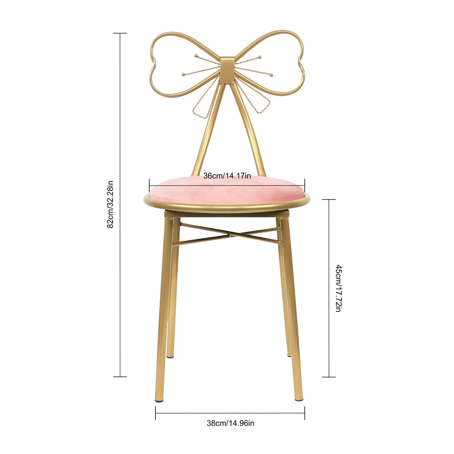 Vanity Stool Chair for Makeup Modern Velvet Butterfly Accent Chair Pink Cute Girls Bow Knot Backrest Chair Bedroom Home Decor