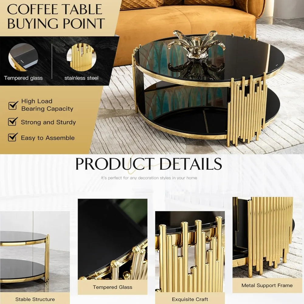 Gold Stainless Steel Irregular Leg Cocktail Table (Black Living Room Coffee Table 37" Coffee Table) Desk Side Tables Modern Home