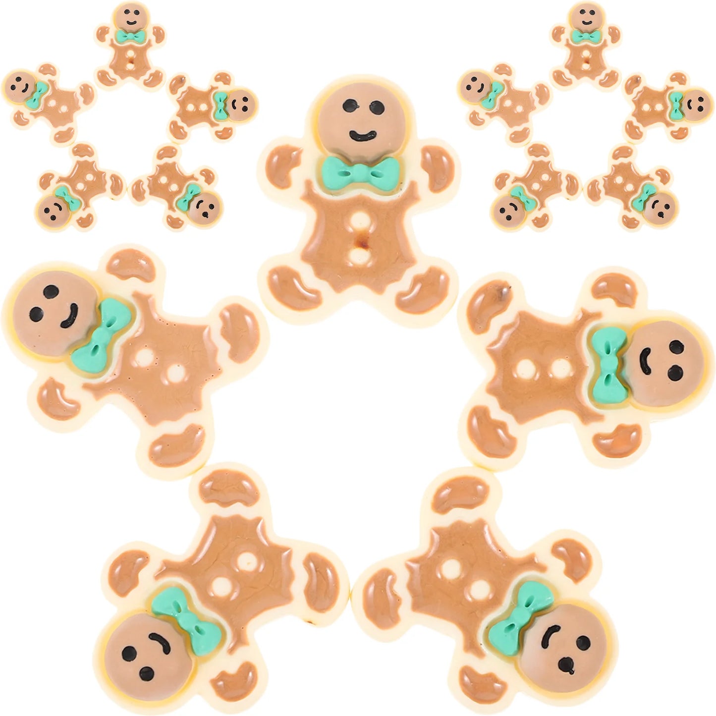 40 Pcs Christmas Accessories Crackers Resin Gingerbread Man DIY Layout Xmas Crafts Decor Tree Keychain Accessory