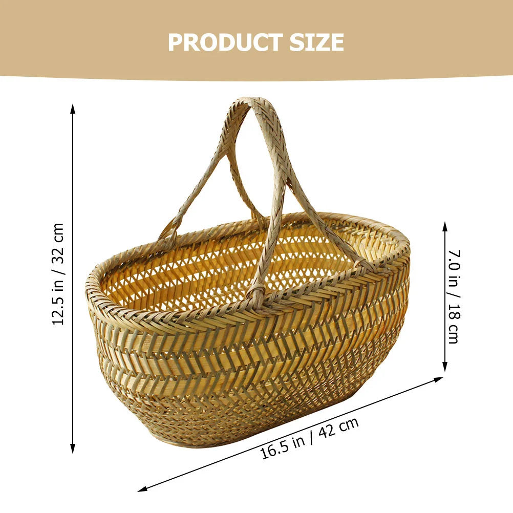 Planter Basket Hand Shopping Rattan Baskets Storage Garden Gathering Vegetables Mushroom