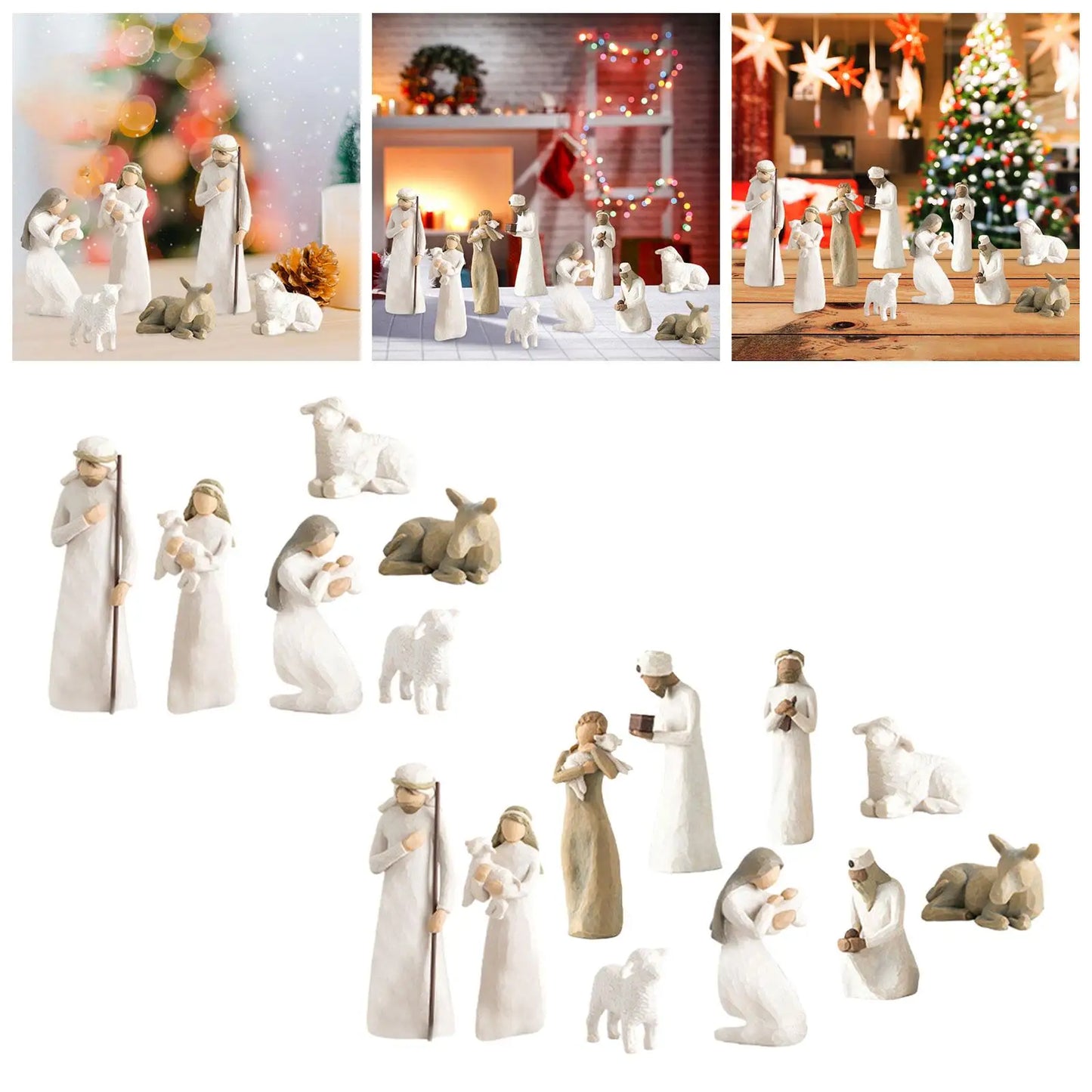 Christmas Nativity Scene Figurine Set Handmade Traditional Xmas Sculpture