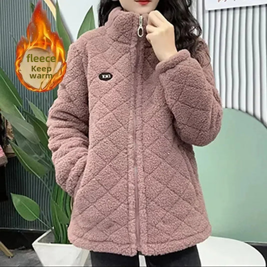 Fleece-lined Thickened Cotton Coat New Style Women's Winter Warm Cotton Jacket For Middle-aged Mothers Fashionable Attire