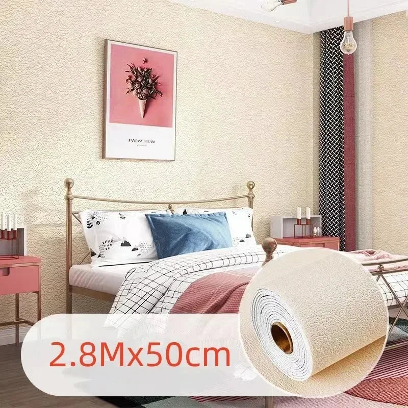 3D Anti-collision Soft Wall Sticker Sponge Self-adhesive Wallpaper Wall Sticker Waterproof Thermal Insulation Foam Wall Sticker