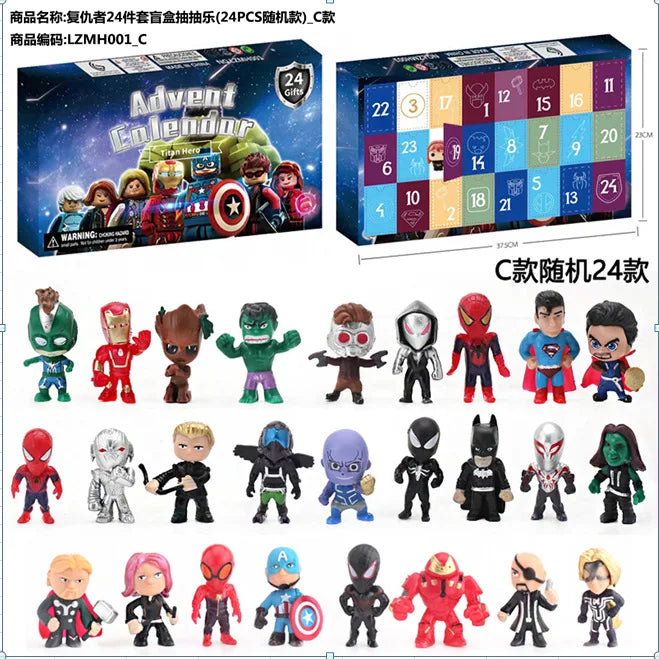 2025 Advent Calendar Anime Cartoon Action Figures Spidermans Model Doll Christmas Advent Surprise Toys Kids Girl Boys Gifts