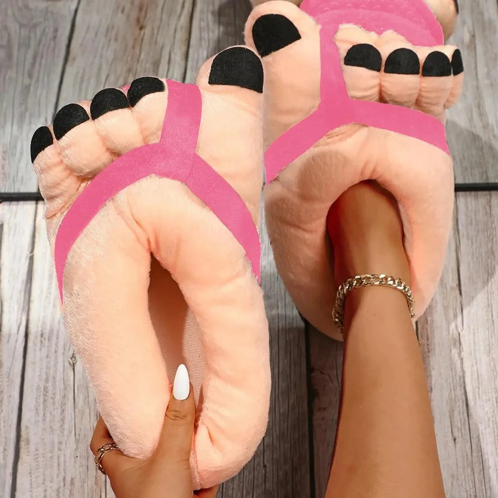 Creative Men Women Winter Slippers Big Feet Creative Couples Funny Slippers House Slides Home Soft Warm Cotton Slider