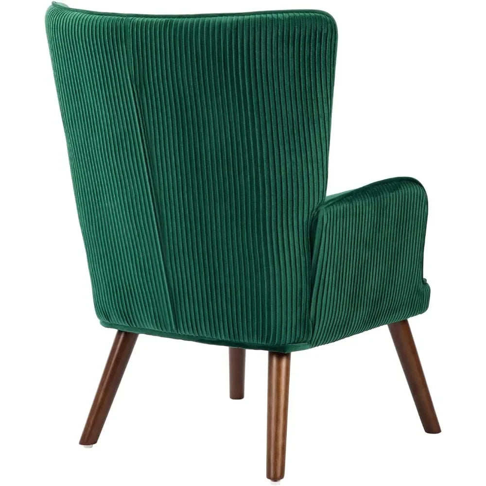 Velvet Accent Chair Set of 2, Modern Wingback Armchair with High-Back,Accent Club Arm Chair (Green),Living Room Chairs