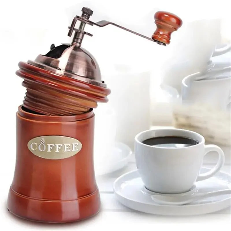 Manual Wooden Coffee Grinder Hand Grinding Machine Retro Style Design Coffee Bean Food Pepper Mills Vintage Maker Kitchen Tools