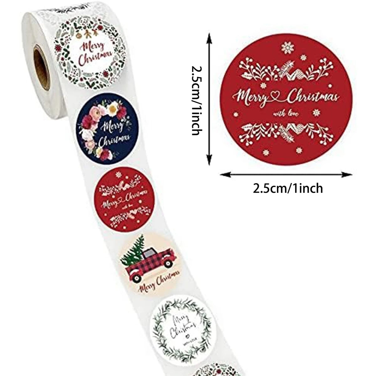 100-500pcs Christmas Stickers Holiday Label, Family Merry Christmas Stickers, Xmas Decorative Envelope Seals Stickers for Cards