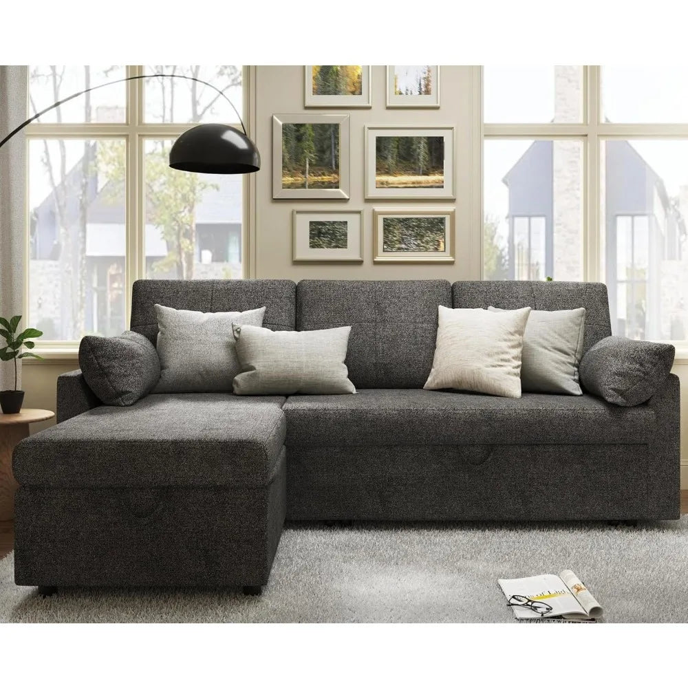 Sleeper Sofa, Sofa Bed- 2 in 1 Pull Out Couch Bed with Storage Chaise for Living Room, Sofa Sleeper with Pull Out Bed,