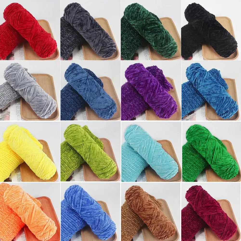 Solid Color Yarn Soft Chenille Yarn for Diy Blankets Hats Anti-pilling Anti-shrink Knitting Supplies for Dolls Apparel Making