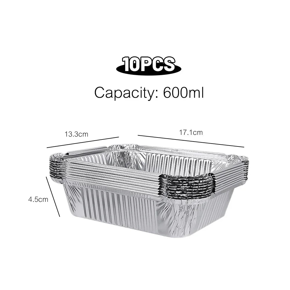 10/20pcs Oil-Proof Air Fryer Tin Box for Oven Steaming Basket Disposable Non-Stick Aluminum Foil Paper Box Kitchen Tool BBQ Tray