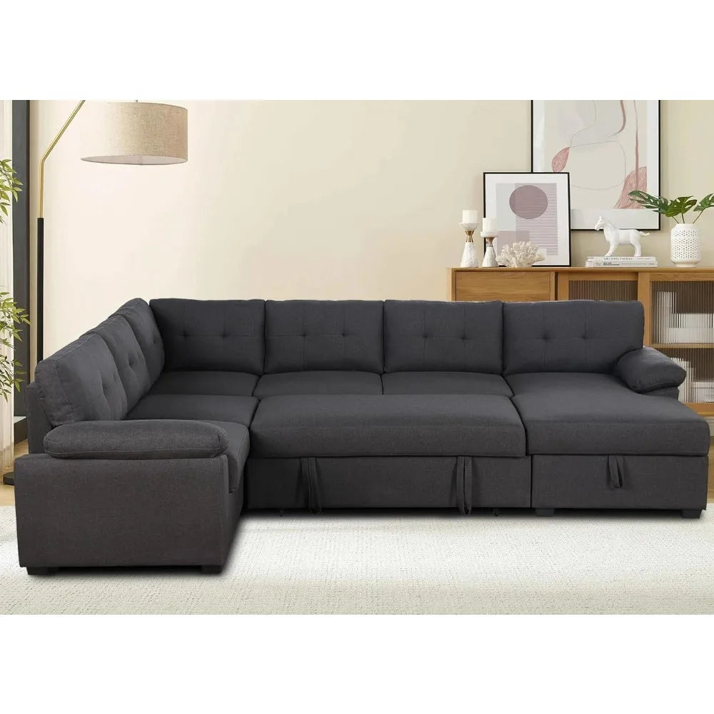 Sectional Sleeper Sofa With Pull Out Couch Bed U Shaped Sleeper Couch Bed With Storage Chaise Sofy Do Salon Dark Grey Sofas Room