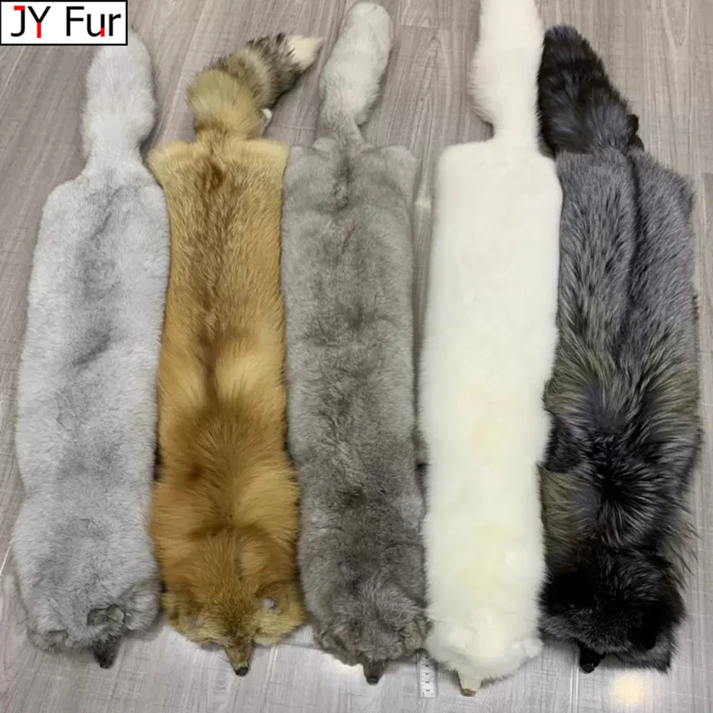 Winter Warm Large Real Fox Fur Collar Natural Fur Coat Scarves Luxury Women Men Jackets Hood Shawl Decor Female Neck Scarf Wraps