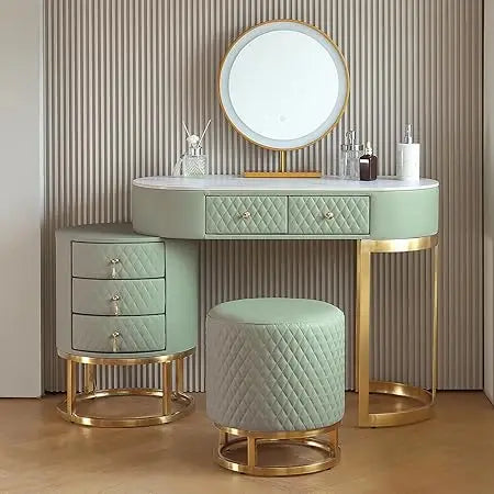 Vanity Desk ,with LED Lighted Mirror Dressing Makeup Table with Storage Drawers & Vanity Stool, Vanitys Desk