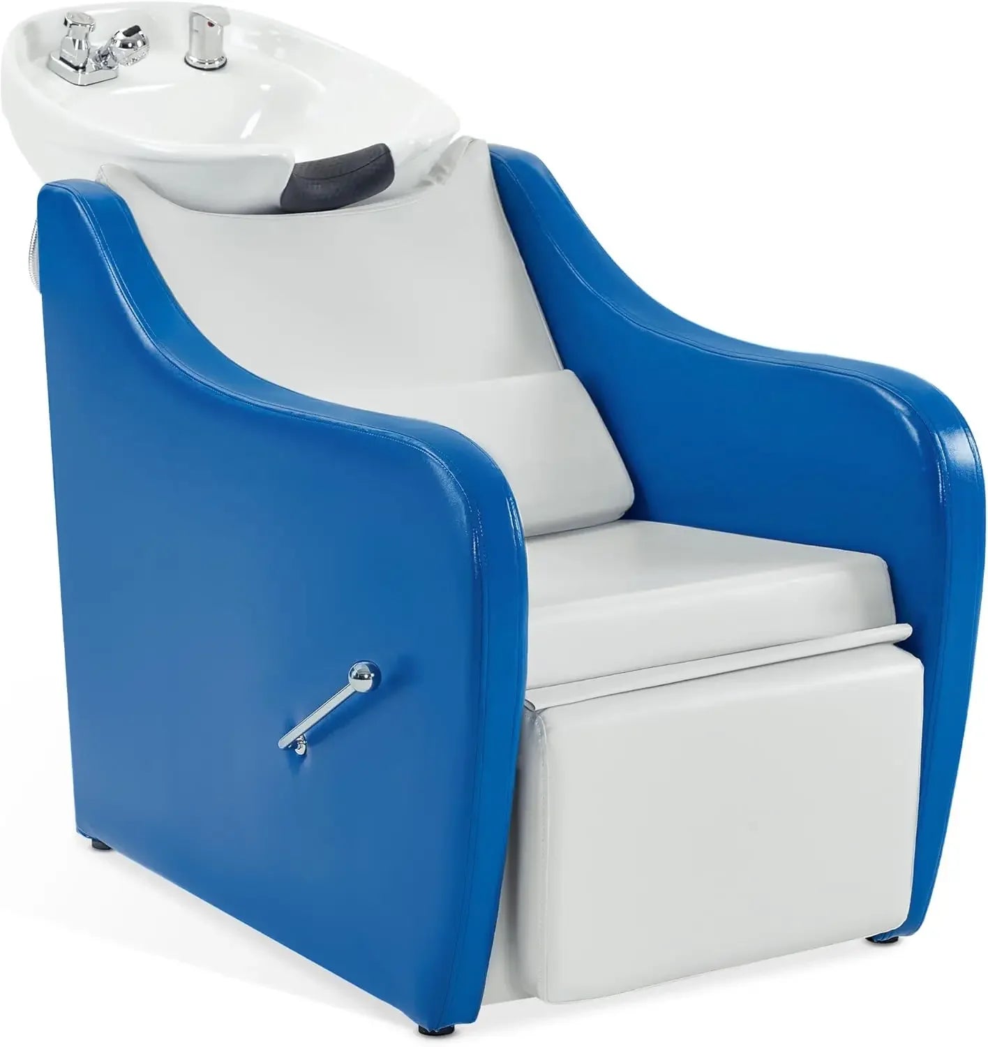 Shampoo Barber Classic Chair, Ceramic Shampoo Bowl Sink Chair Station for Spa Beauty Salon Shampoo Chairs