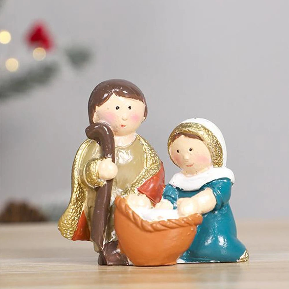 Classic Holy Family Figurine Statue Holy Family Jesus Christ Figurine Nativity Sets Resin Figurine Christmas Table Decoration