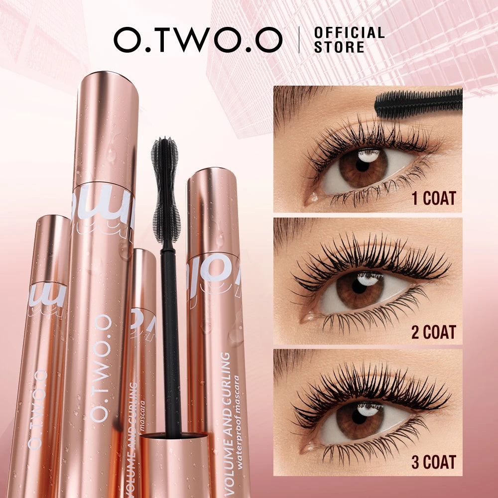 O.TWO.O Mascara, wasserfest, 4D-Seidenfaser, Curling, Volumen, Wimpern, dick, verlängernd, nährend, Wimpernverlängerung, hochwertiges Make-up