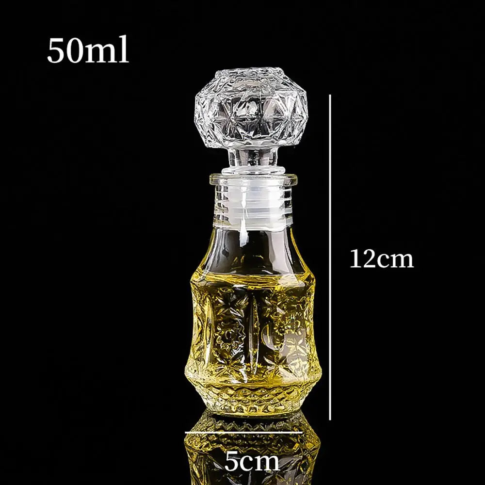 Mini Spirit Alcohol Liquor Bottle 50ml Transparent Glass Whiskey Decanter Handmade Diy Gift Bottles Perfume Glass Container