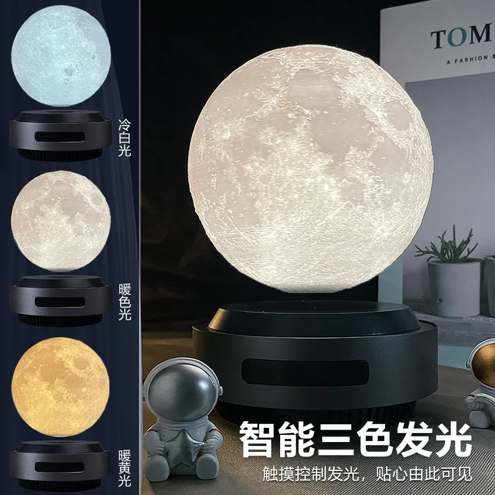 Auto Lift-Down Floating Moon Lamp for Home Decor Levitating Moon Light Magnetic Levitation Smart Night Lights for Home Decor