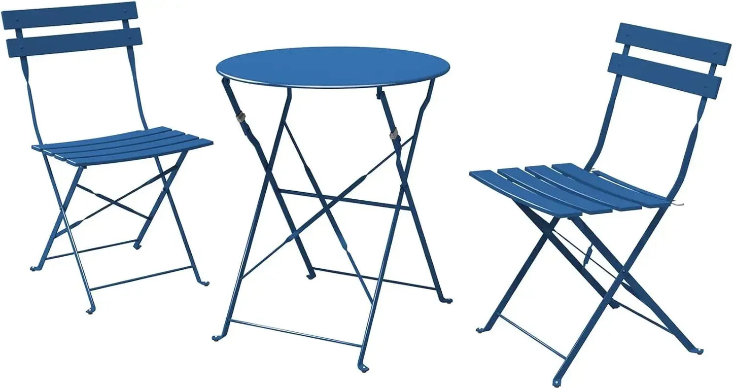 Folding Outdoor Furniture Sets with Premium Steel Frame, Portable Design for Bistro and Balcony, Free Shipping, 3 Pcs