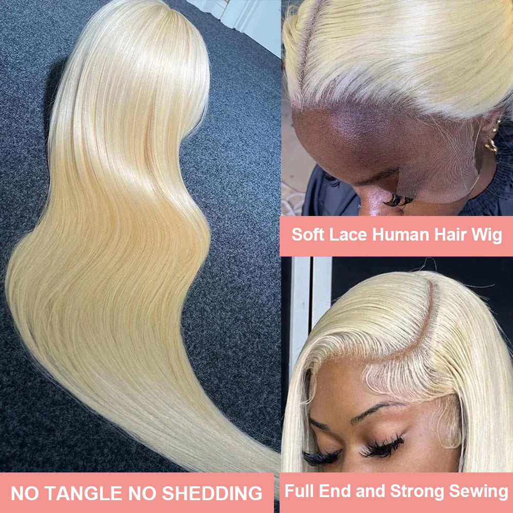 250 Density Straight 613 Blonde Lace Front Human Hair Wig 40 Inch HD Transparent 13x4 13x6 Lace Front Wigs Colored Wig For Women