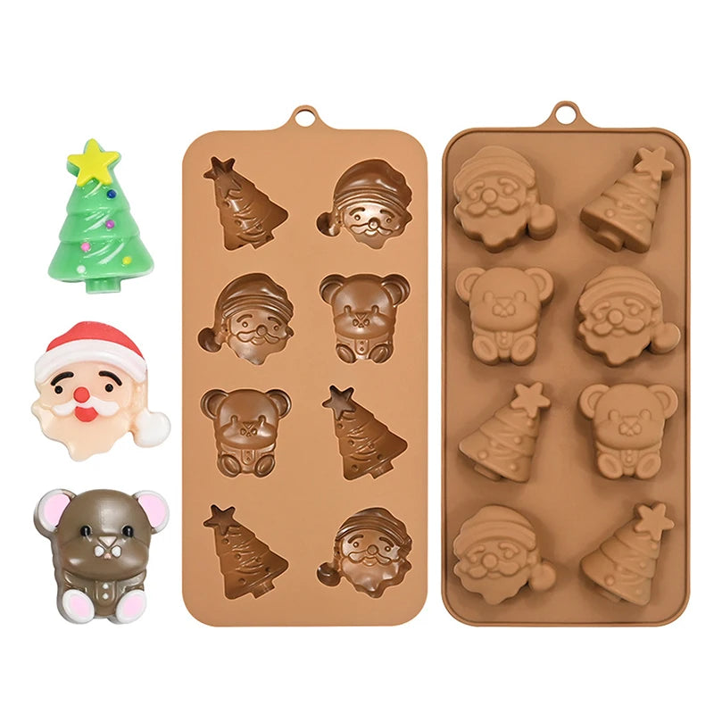 Sweety Baking Tools Christmas Tree Bear Santa Claus Design Chocolate Molds Silicone Candy Moulds Dessert Bakeware