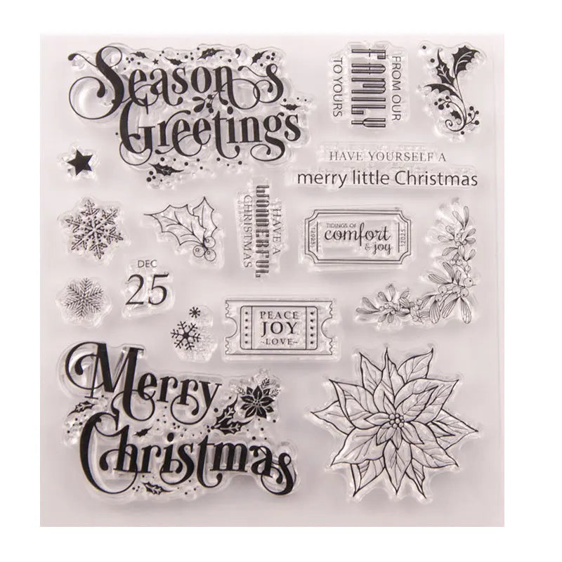 Merry Christmas Clear Stamps Transparent Silicone Stamp Seal for Card Making Decoration and DIY Scrapbookig T1639