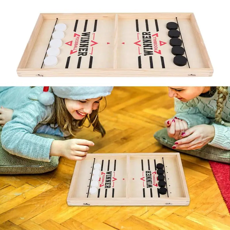 1 Set Fast Sling Puck Game Wooden Table Hockey Winner Games Interactive Chess Toys For Adult Children Desktop Battle Board Game