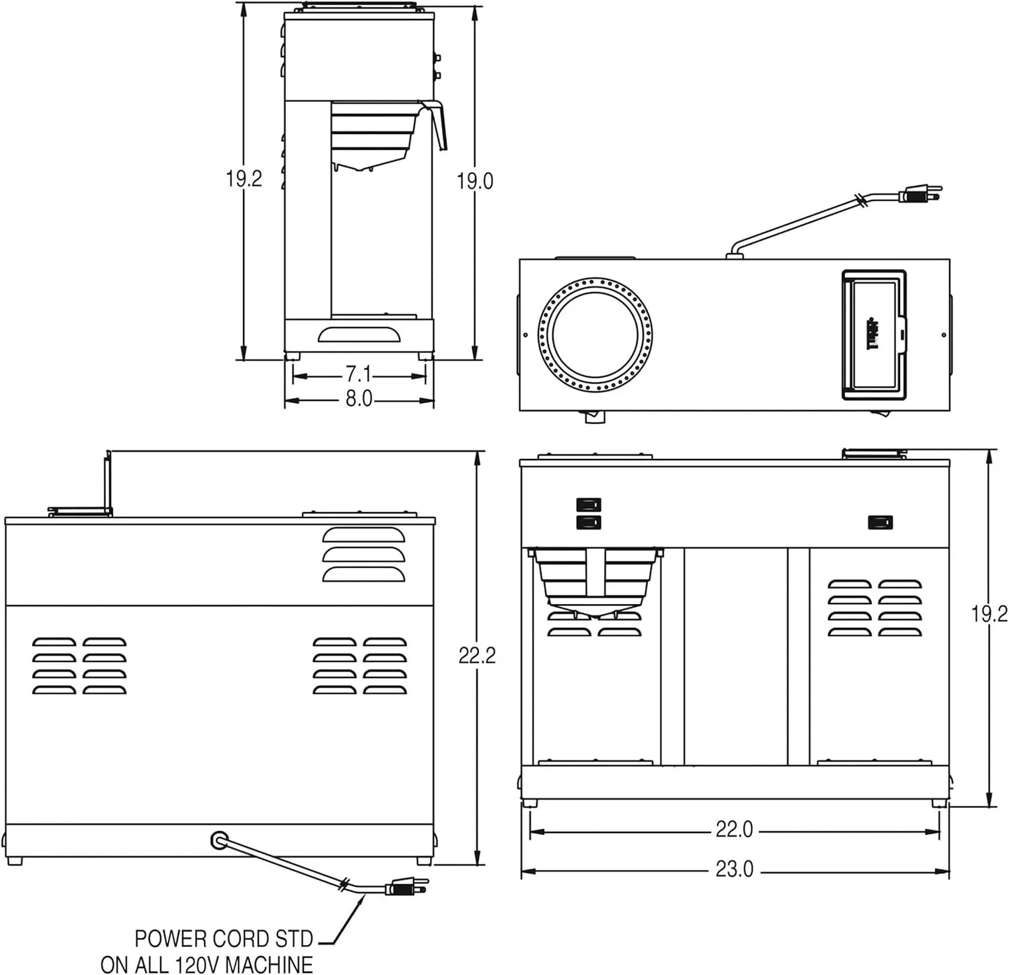 12-Cup Commercial Coffee Brewer, with 3 Warming Stations (120V/60/1PH)