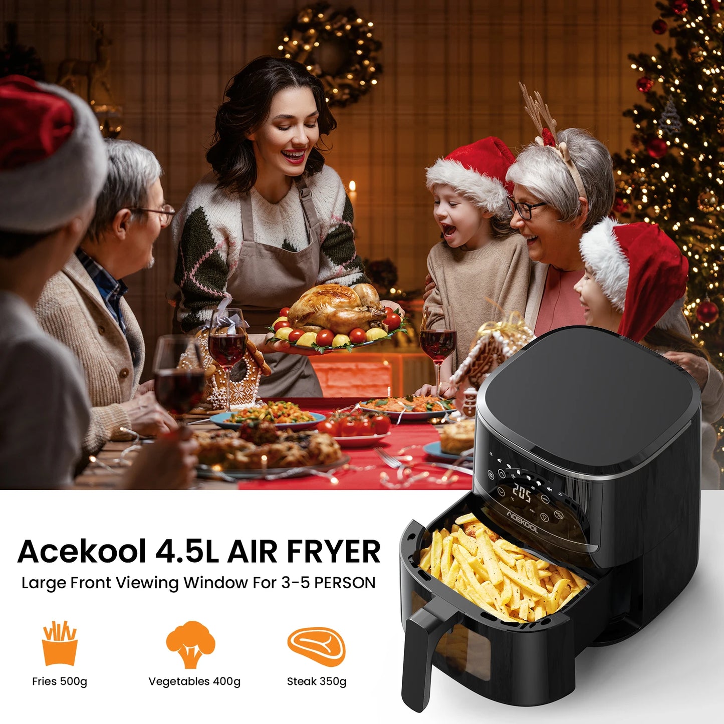 Air Fryer Oven 5QT, 8-in-1 Air Fryer With Silicone Insert And Fast Air Circulation,Oil-Free Touch Screen, Dishwasher Safe Basket