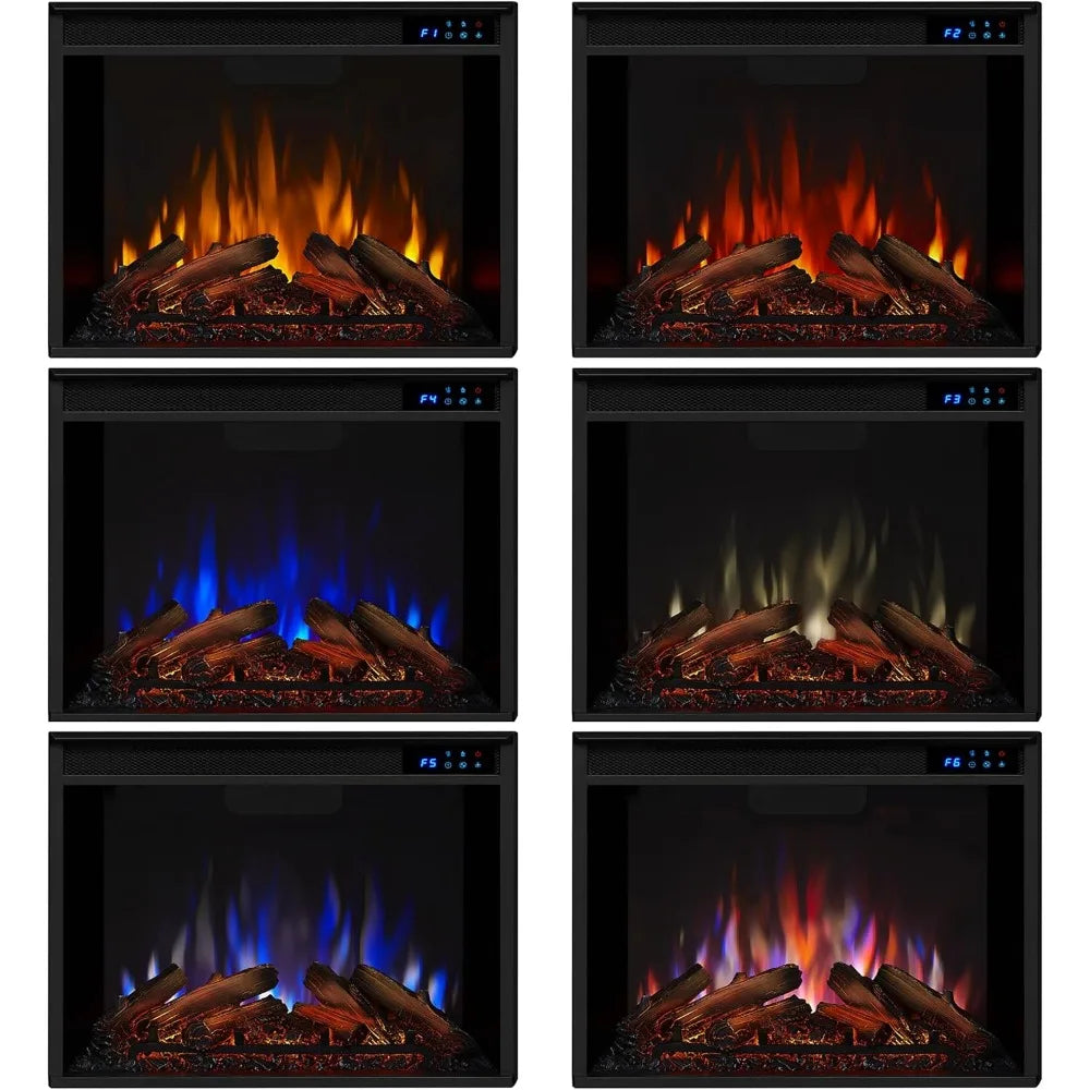 48” Electric Fireplace with Mantel, Realistic Log and Flame Effect, Remote Control, Timer, Replaceable Fireplace Insert Heater