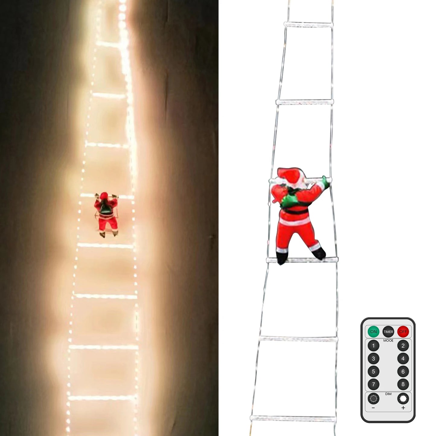 Remote Control Santa Claus Climbing On Rope Ladder Christmas Outdoor Indoor Ornament Decor Waterproof Christmas LED Lights