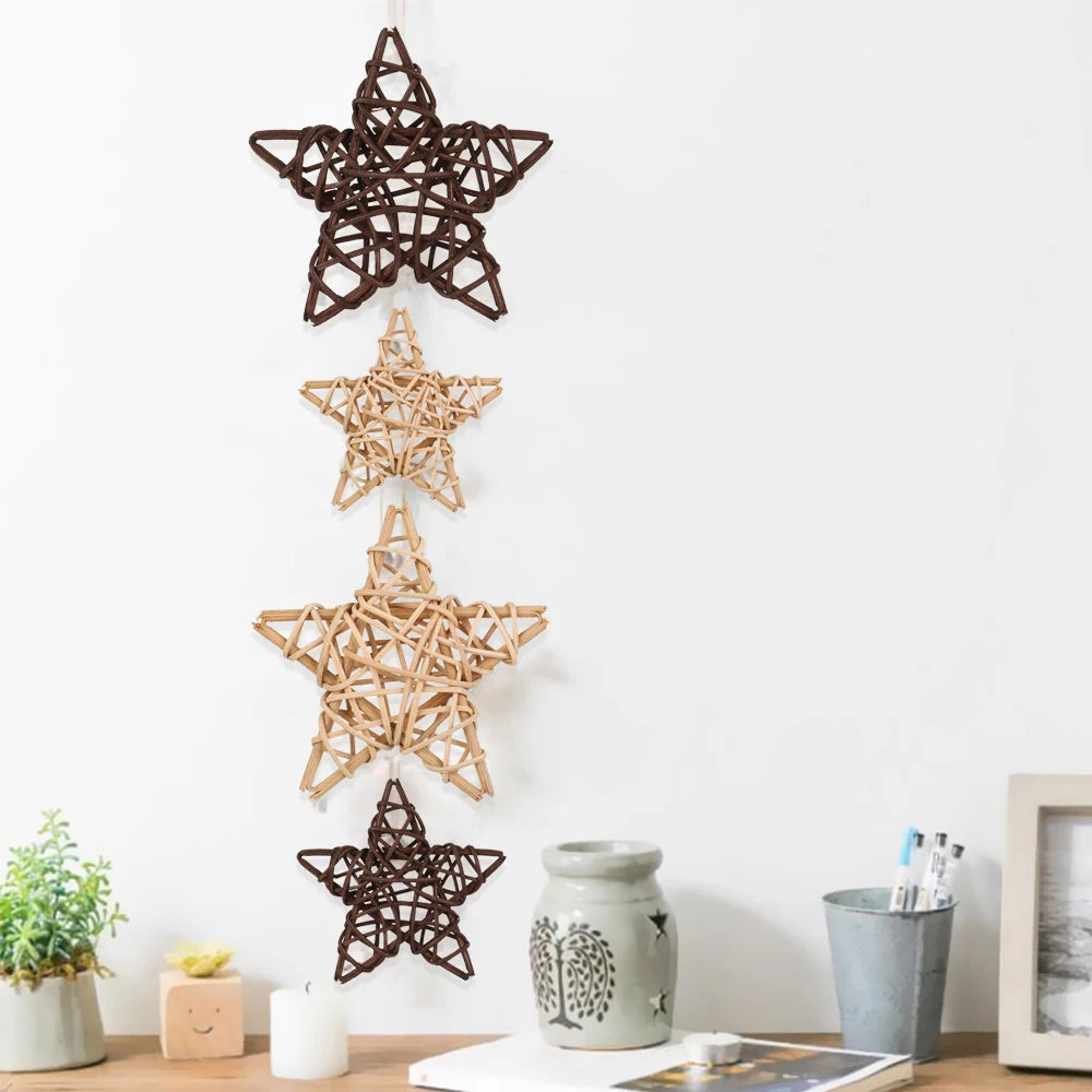 1/10PCS DIY Rattan Wood Star for Wedding Birthday Party Decoration New Year Kids Gift Toys Christmas DIY Craft Decor Supplies