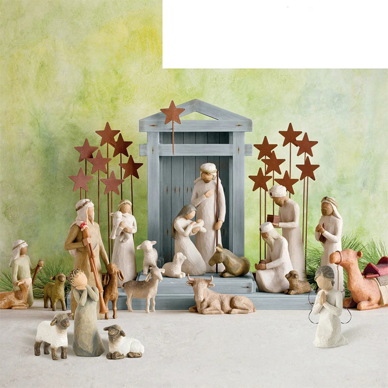 1Set Holy Family Statue Christmas Jesus Mary Joseph Figure Catholic Figurine Resin Craft Nativity Scene Set Christmas Decoration