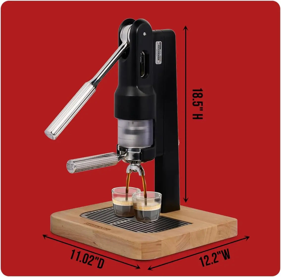 Espresso Machine, Maintenance Free Manual Machine, Build to Last Long, Portable Maker, Espresso Capacity -18 grams, Black