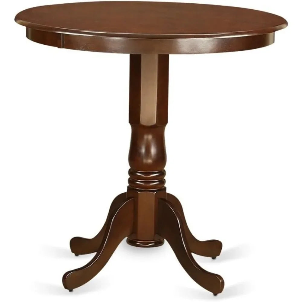 5 Piece Counter Height Dining Table Set Includes a Round Kitchen Table with Pedestal and 4 Faux Leather Dining Room Chairs