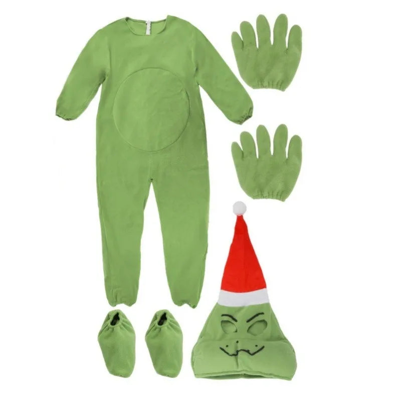 Grinch Christmas Glitch one-piece pajamas Add fleece series home casual wear Green Shaggy Christmas Grinch Anime Cosplay Costume