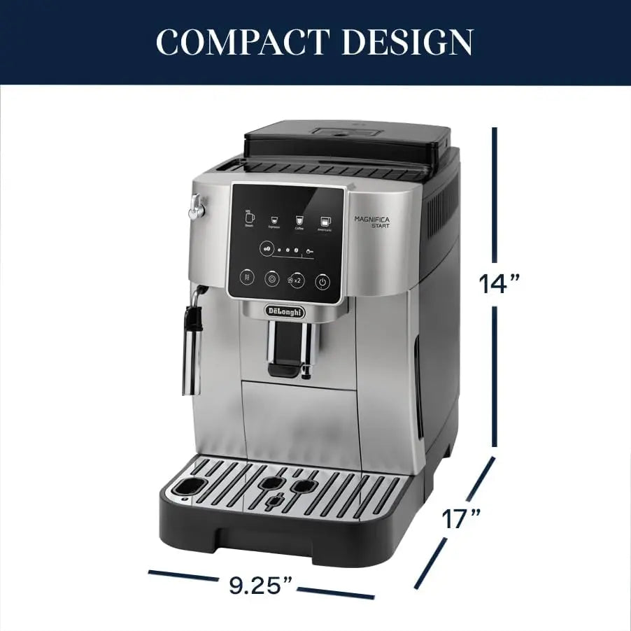 Start Automatic Espresso & Coffee Machine with Manual Milk for Latte, Cappuccino, Built-in Grinder, Silver, ECAM22022SB