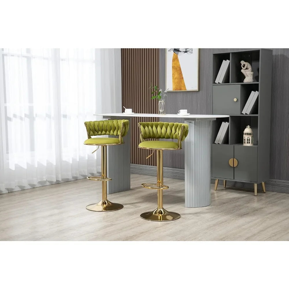 Swivel Velvet Bar Stools, Adjustable Counter Height Barstools Modern Counter Stools Chairs Set of 4 Suitable for living rooms