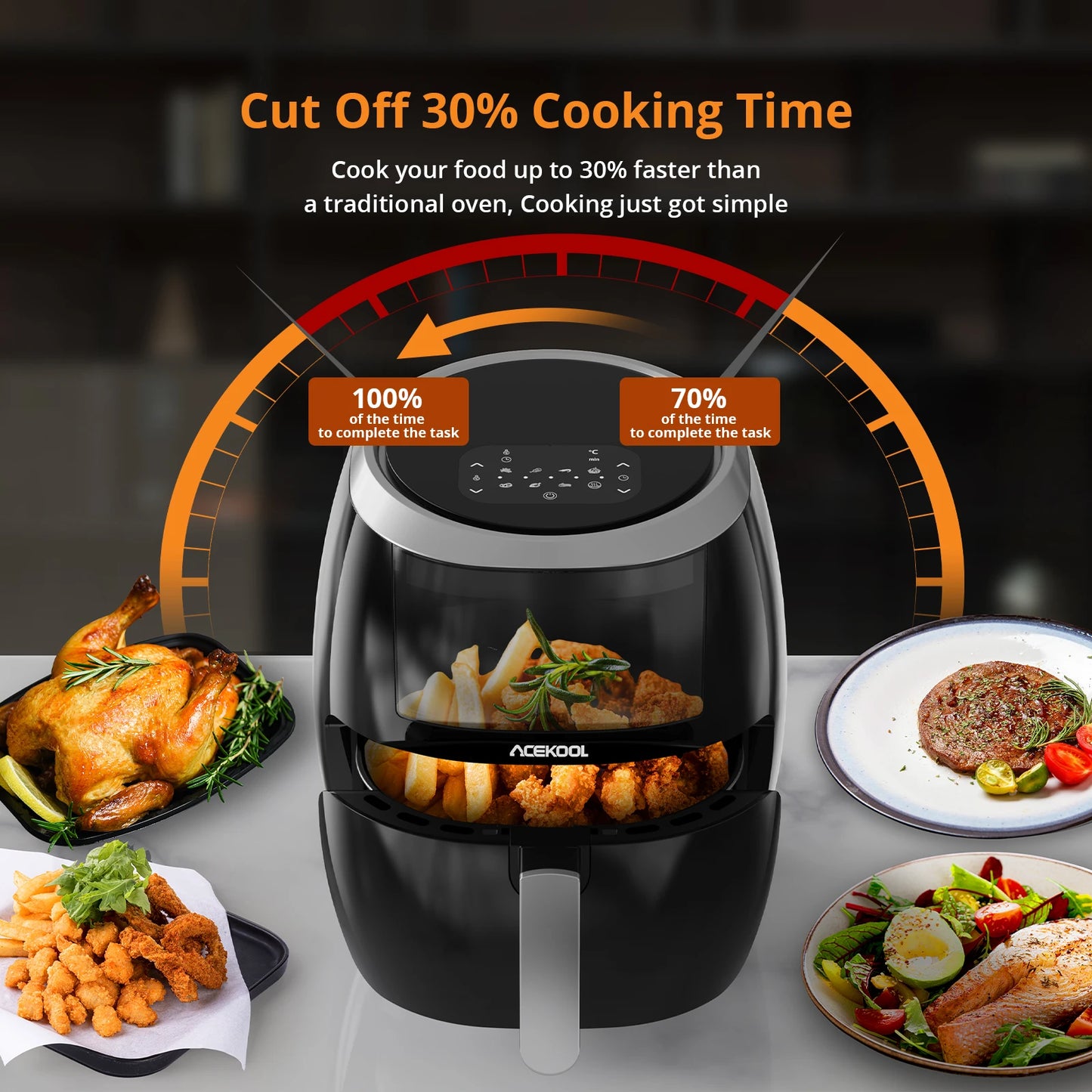 Air Fryer, 8 QT Airfryer Oven with Viewing Window Oilless Cooker with Digital Display 8 Cooking Presets Dishwasher