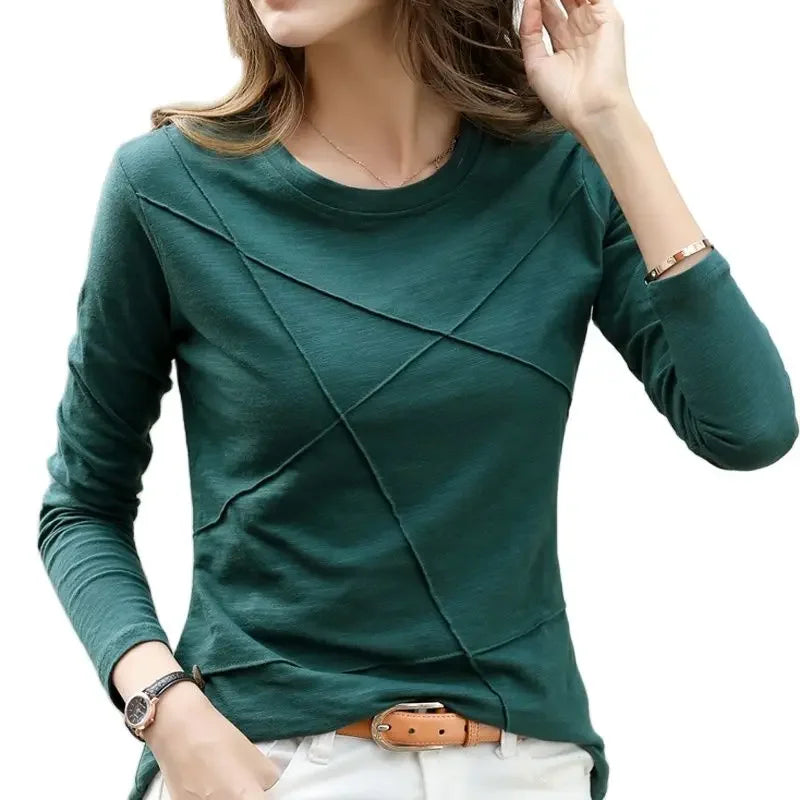 2024 Ribbed Spring Fashion Bamboo Cotton T-Shirt