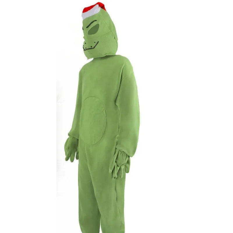 Grinch Christmas Glitch one-piece pajamas Add fleece series home casual wear Green Shaggy Christmas Grinch Anime Cosplay Costume