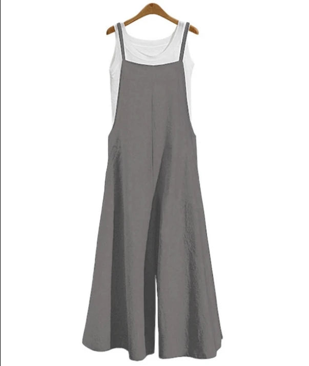 Rompers Plus Size S-5XL Summer new Women Casual Loose Linen Cotton Jumpsuit Sleeveless Backless Playsuit Trousers Overalls