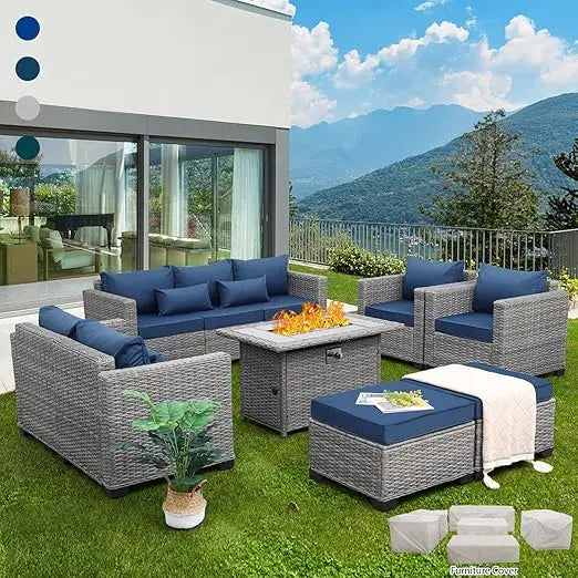 7-Piece Outdoor Furniture Sets, Patio Furnitures Set with Non-Slip Cushions Waterproof Covers, Garden Furniture Sets