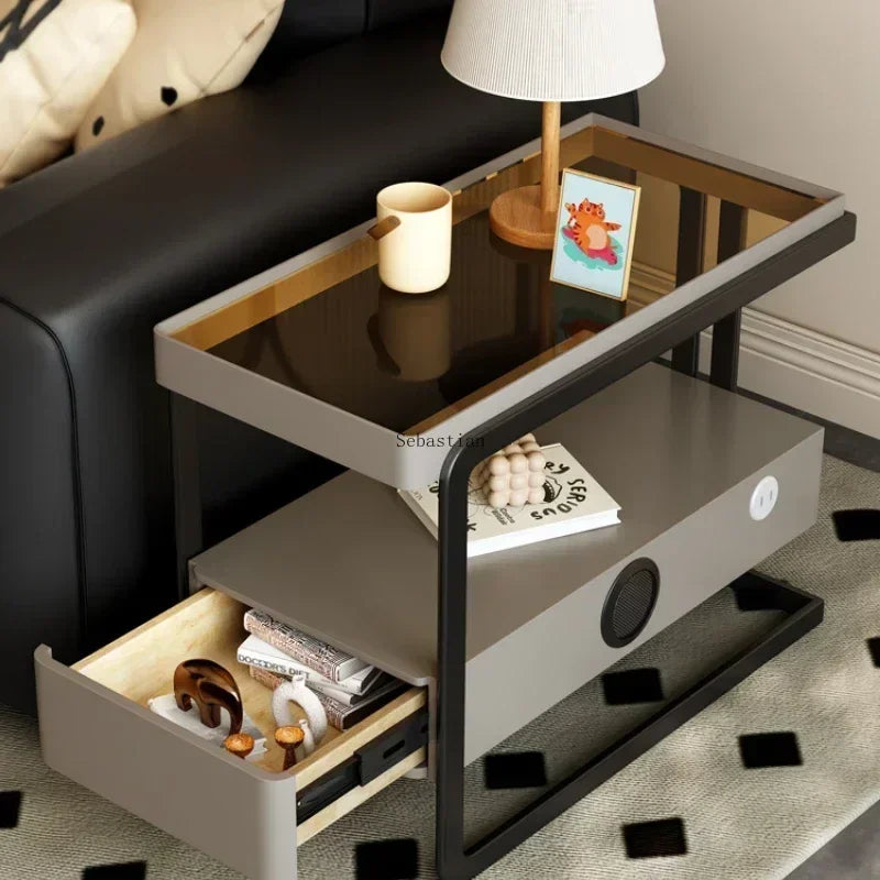 Multi Functional High-end Living Room Sofa Edge Cabinet with A High-end Feel, Extremely Narrow Storage Cabinet Side Table