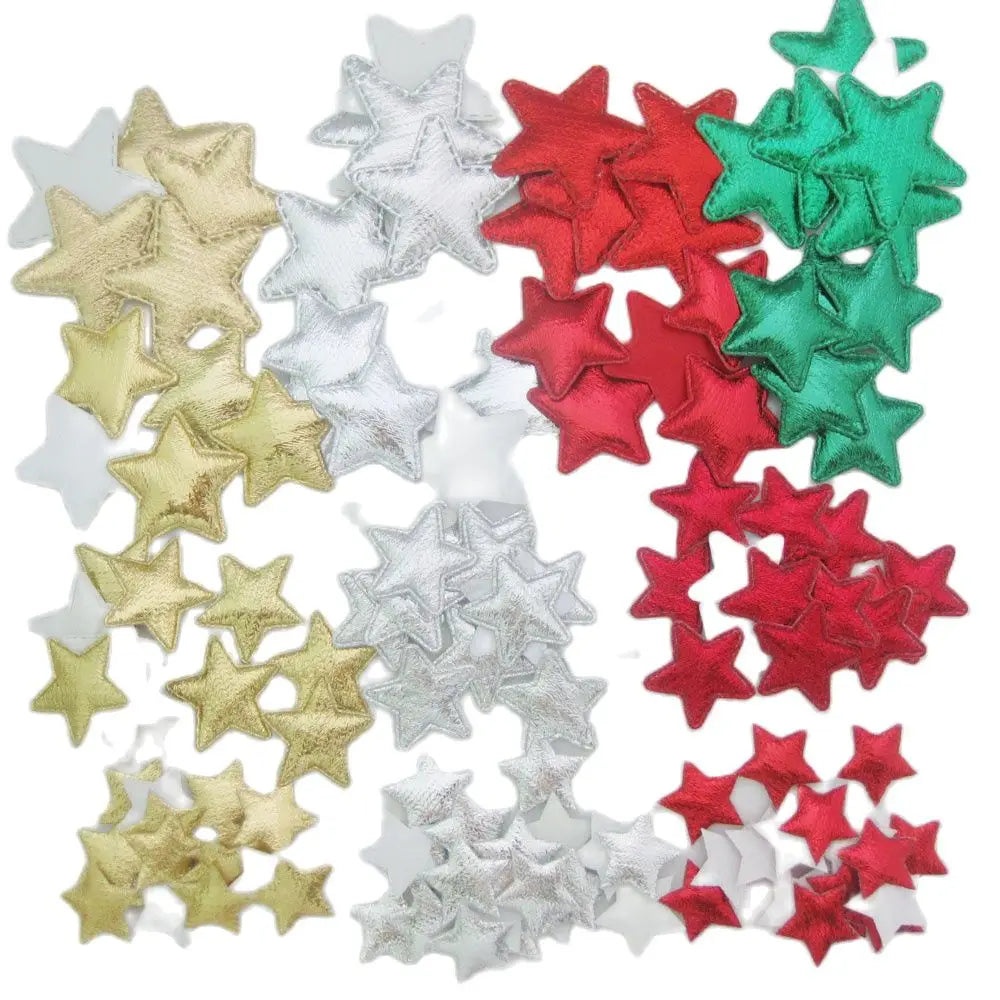 PANNWO 4 Sizes Available 50Pcs Padded Felt Star Appliques Christmas DIY Scrapbooking Craft Accessories